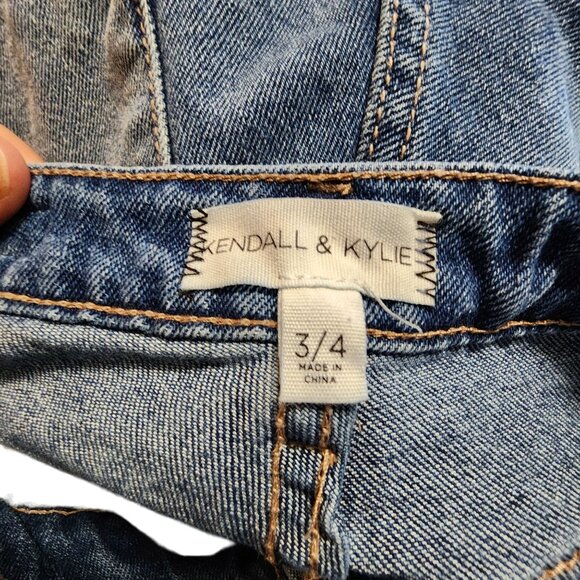 Kendall & Kylie Womens Distressed Straight-Leg Jeans Size 3/4 Blue Denim - Picture 4 of 4